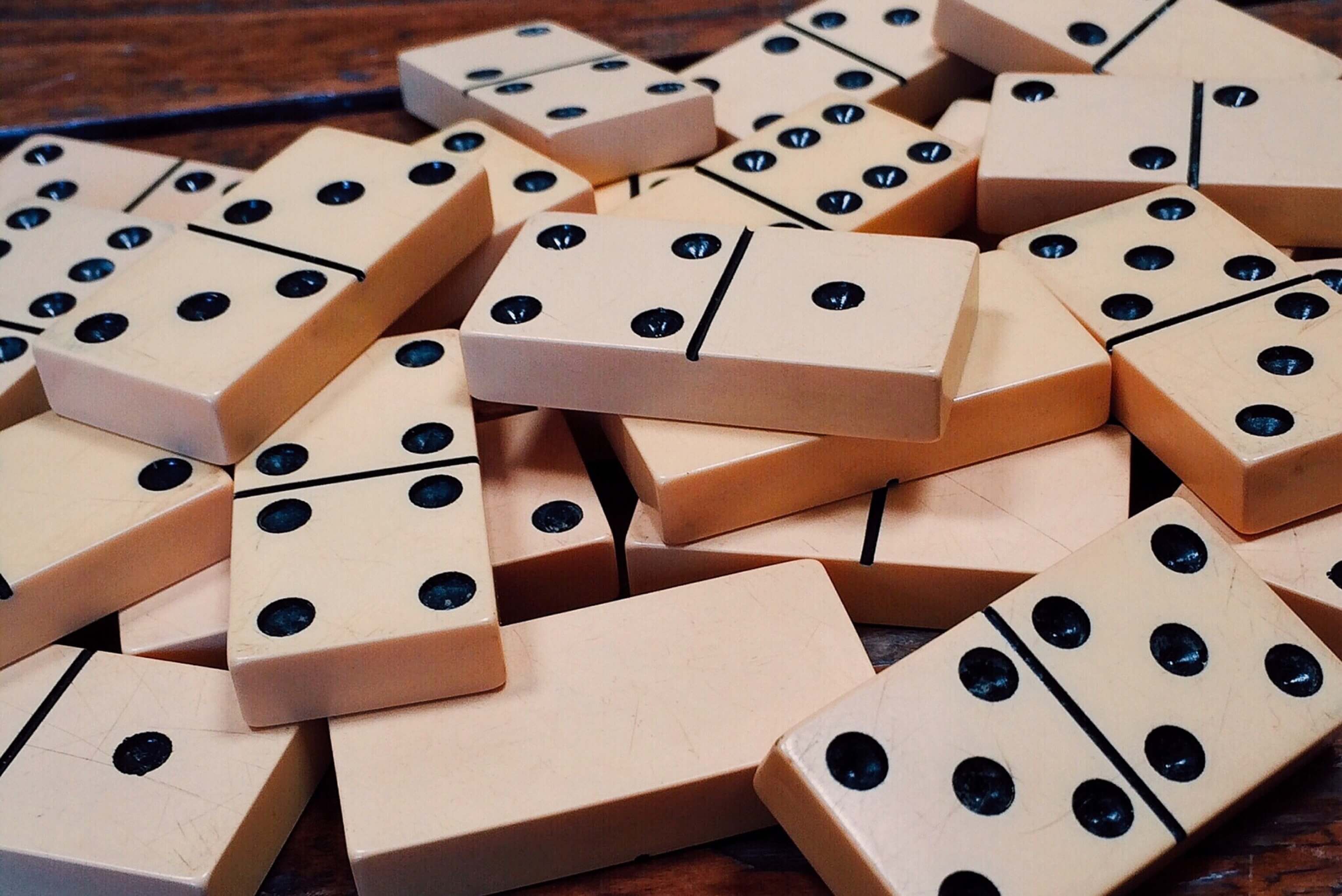 A picture of domino pieces from the game